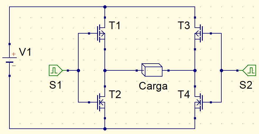 Simplified inverter with transistors