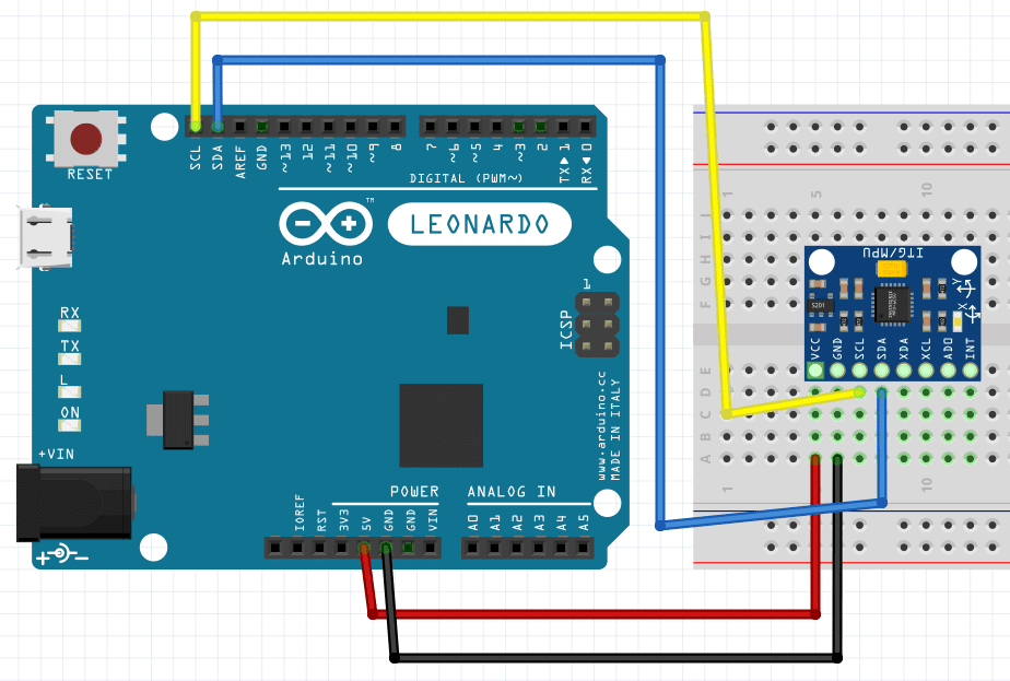 Connection MPU6050 and Arduino
