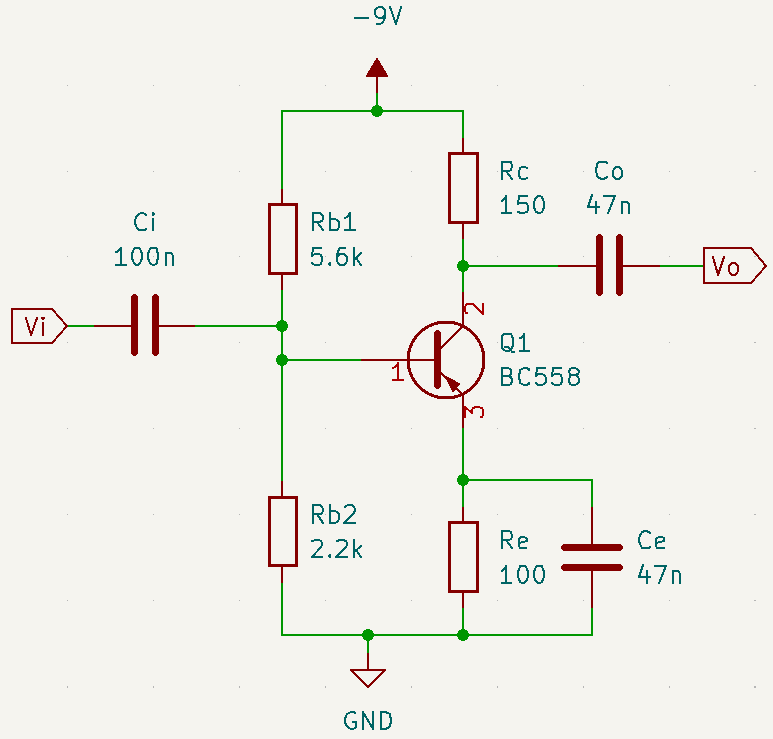 common emitter amplifier with BJT PNP