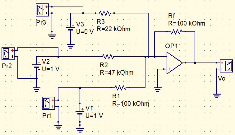 Adder circuit with op-amp.