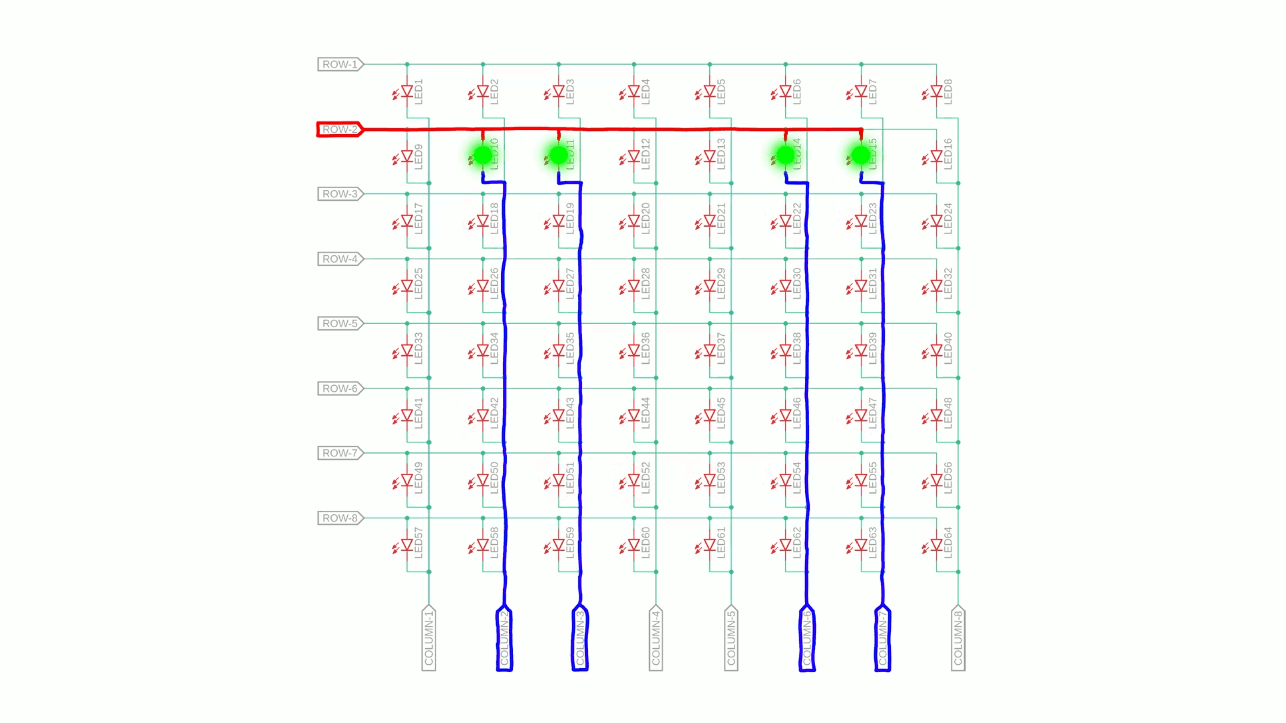 multiplexação em matrizes de LEDs