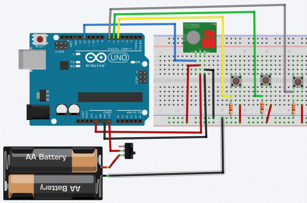 RF 433 MHz Controle com 3 botões